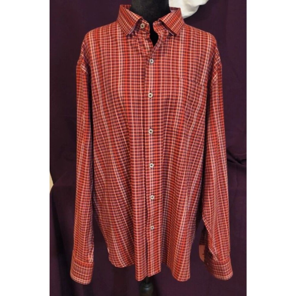Tommy Bahama Red Plaid Long Sleeve Button Down Shirt Men's Large